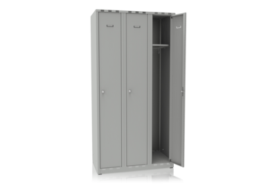 Garderobenschrank 3 Abteile, Breite 900 mm Grau