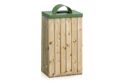 Müllsackhalter 125 l Holzlattenverkleidung mit Einwurfloch