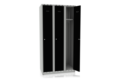 Garderobenschrank 3 Abteile, Breite 900 mm Schwarz