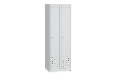 Garderobenschrank 2 Abteile, Breite 600 mm, Hellgrau