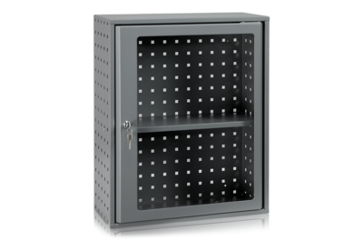 Materialschrank inklusive Plexiglastür Grau