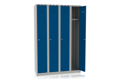 Garderobenschrank 4 Abteile, Breite 1200 mm Blau
