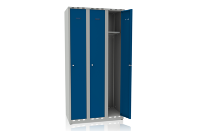 Garderobenschrank 3 Abteile, Breite 900 mm Blau