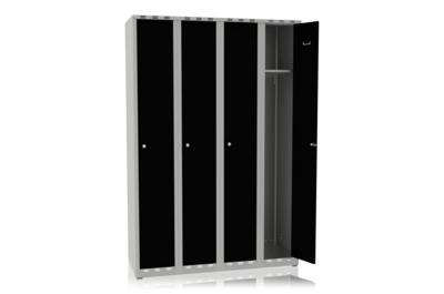 Garderobenschrank 4 Abteile, Breite 1200 mm Schwarz