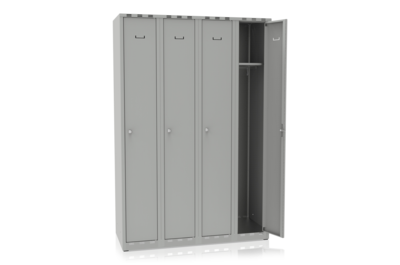 Garderobenschrank 4 Abteile, Breite 1200 mm Grau