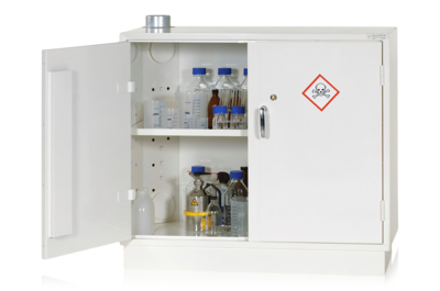 Feuerbeständiger Chemikalienschrank, 900x1000x300 mm inkl. 1 Fachboden