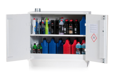 Feuerbeständiger Chemikalienschrank, 900x1000x600 mm inkl. 1 Fachboden
