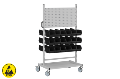Fahrregal 150/2 Komplett, inkl. 36 Sichtlagerkästen ESD
